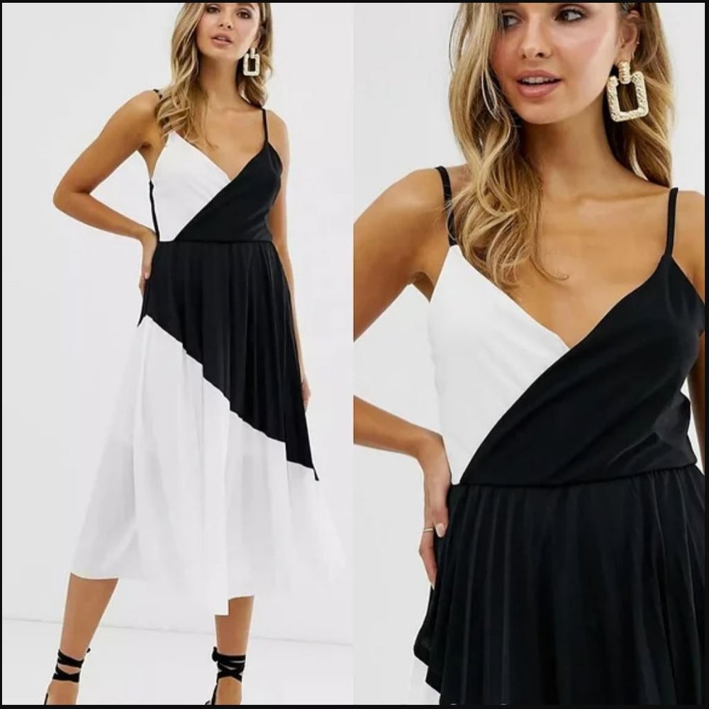 River Island black and white midi dress
